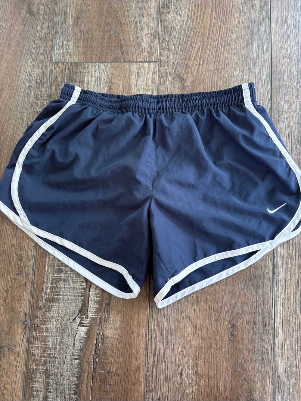 Nike kids Navy Athletic Running Shorts with White Trim